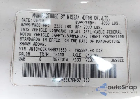 2015 Infiniti Q60 Journey/S/S Limited z USA, uszkodzony, nr VIN JN1CV6EK7FM871350